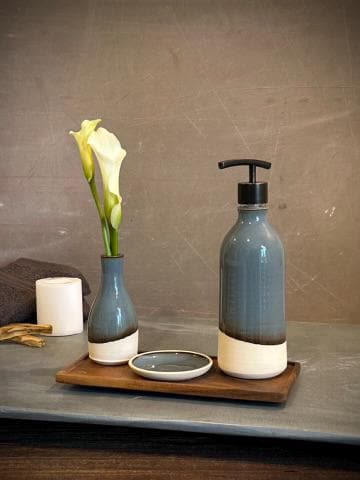 Riverdrift Bud Vase | Handmade Ceramic | Wheel-Thrown Stoneware Flower Vase |5" Mini Pottery Vase| Minimalist Farmhouse Blue Decor