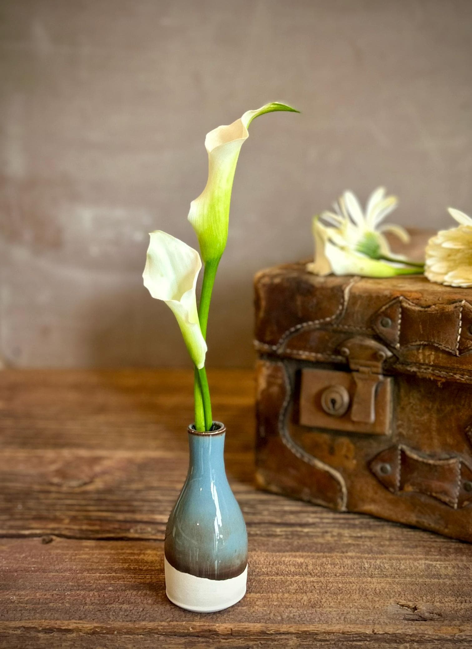 Riverdrift Bud Vase | Handmade Ceramic | Wheel-Thrown Stoneware Flower Vase |5" Mini Pottery Vase| Minimalist Farmhouse Blue Decor