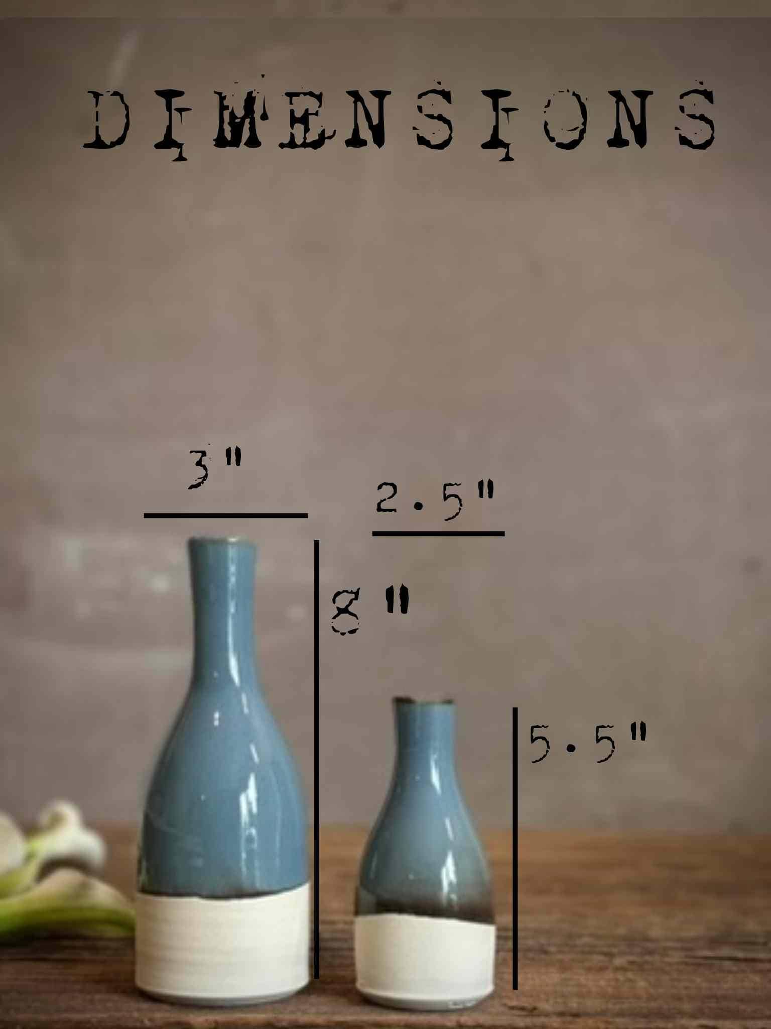 Riverdrift Bud Vase | Handmade Ceramic | Wheel-Thrown Stoneware Flower Vase |8" Small Pottery Vase| Minimalist Farmhouse Blue Decor