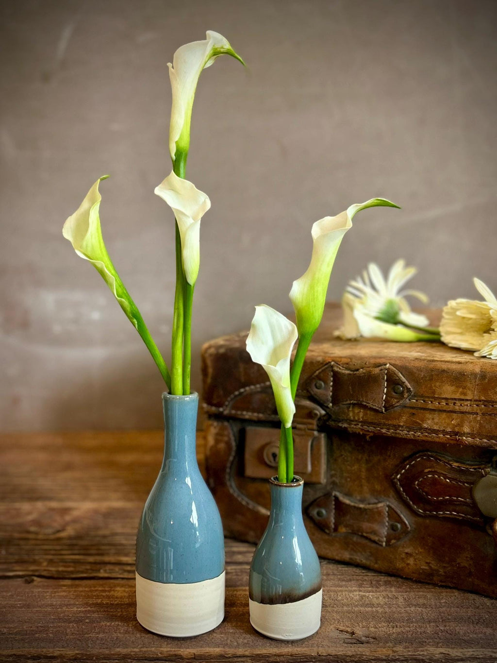 Riverdrift Bud Vase | Handmade Ceramic | Wheel-Thrown Stoneware Flower Vase |8" Small Pottery Vase| Minimalist Farmhouse Blue Decor