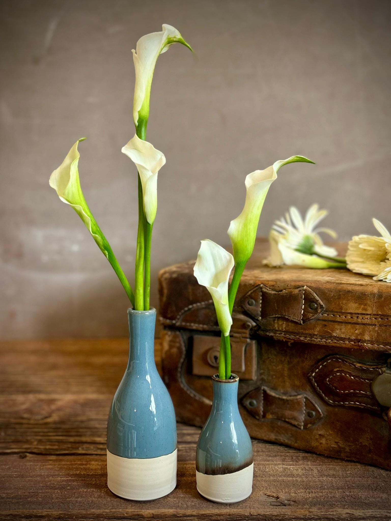 Riverdrift Bud Vase | Handmade Ceramic | Wheel-Thrown Stoneware Flower Vase |8" Small Pottery Vase| Minimalist Farmhouse Blue Decor