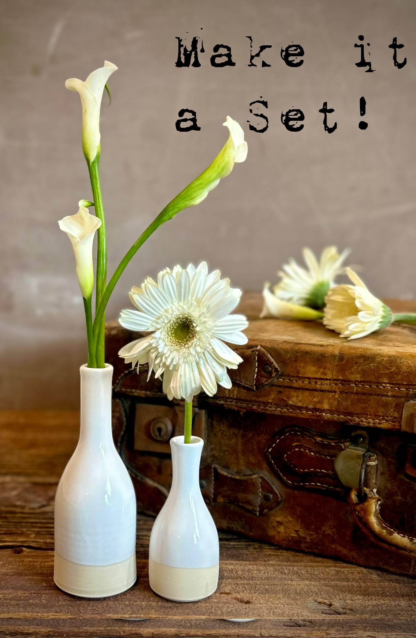 White Dove Bud Vase | Handmade Ceramic | Wheel-Thrown Stoneware Flower Vase | 5" Mini Pottery Vase | Modern Farmhouse Decor