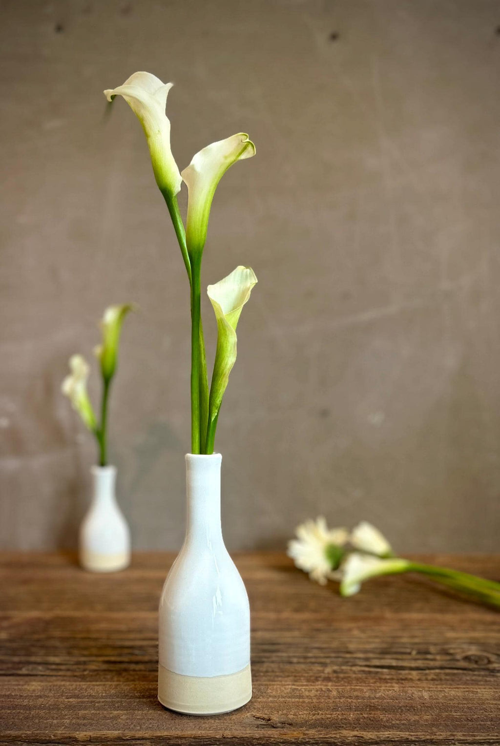 White Dove Bud Vase | Handmade Ceramic | Wheel-Thrown Stoneware Flower Vase | 8" Mini Pottery Vase| Modern Farmhouse Decor