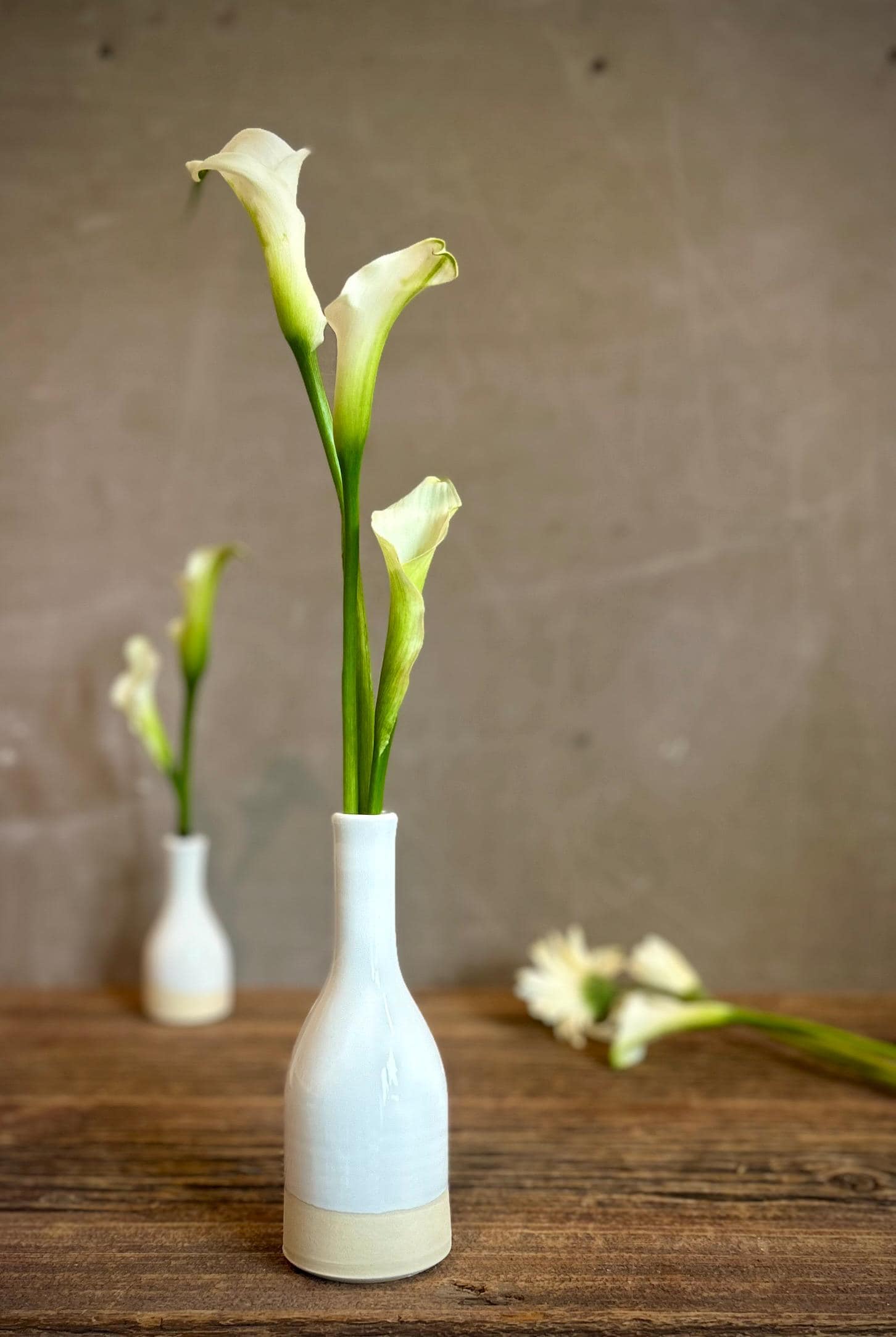 White Dove Bud Vase | Handmade Ceramic | Wheel-Thrown Stoneware Flower Vase | 8" Mini Pottery Vase| Modern Farmhouse Decor