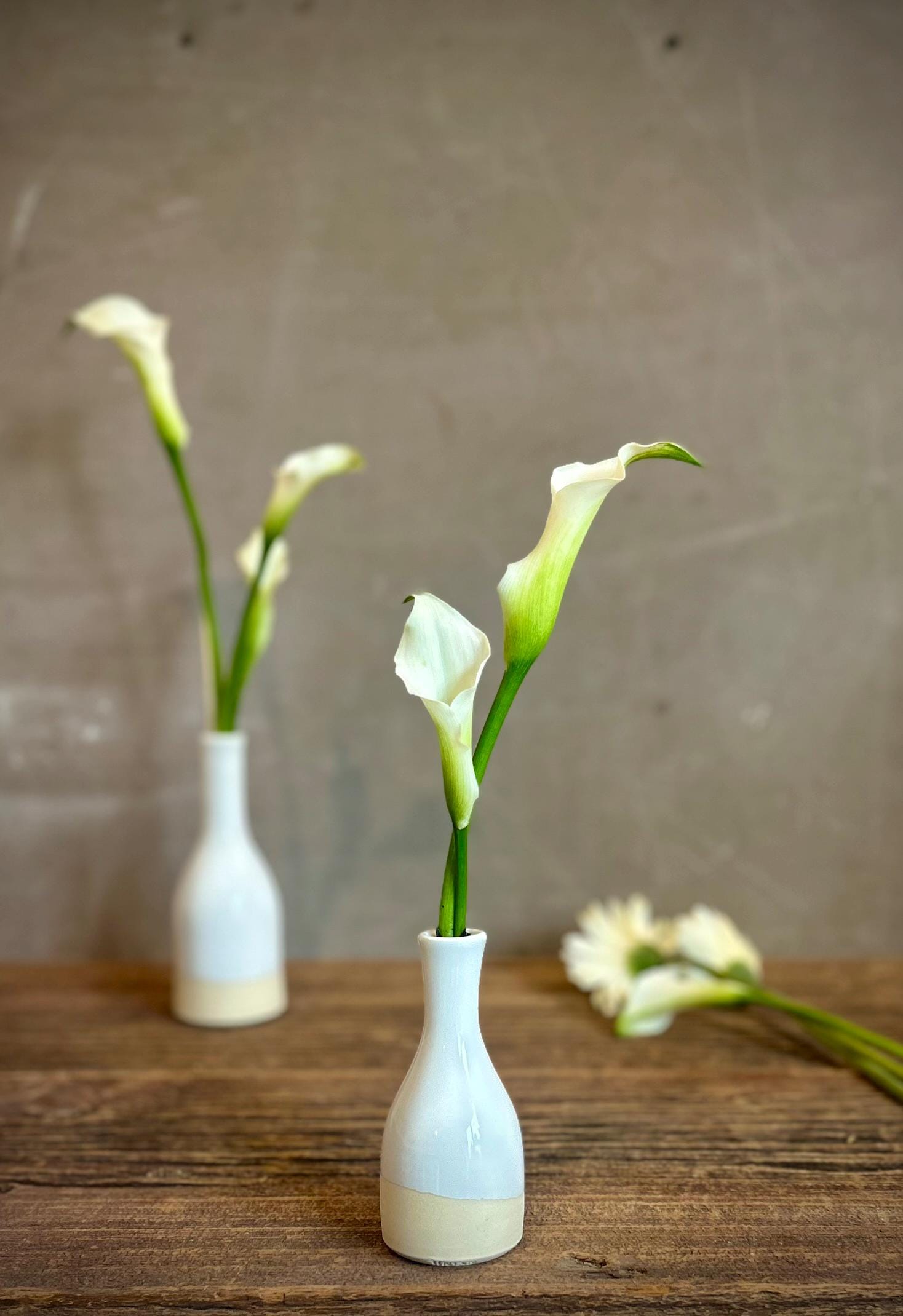 White Dove Bud Vase | Handmade Ceramic | Wheel-Thrown Stoneware Flower Vase | 8" Mini Pottery Vase| Modern Farmhouse Decor