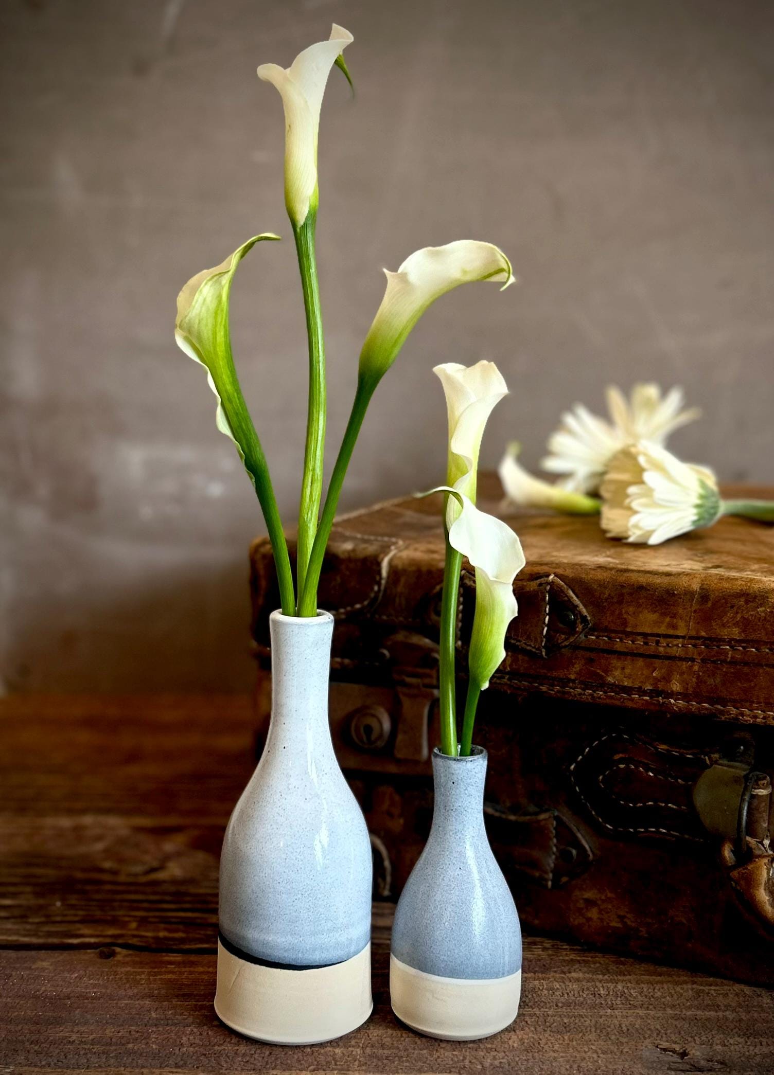 Linen Gray Bud Vase | Handmade Ceramic Vase | Wheel-Thrown Stoneware Flower Vase | 5 inch Mini Pottery Vase | Modern Farmhouse