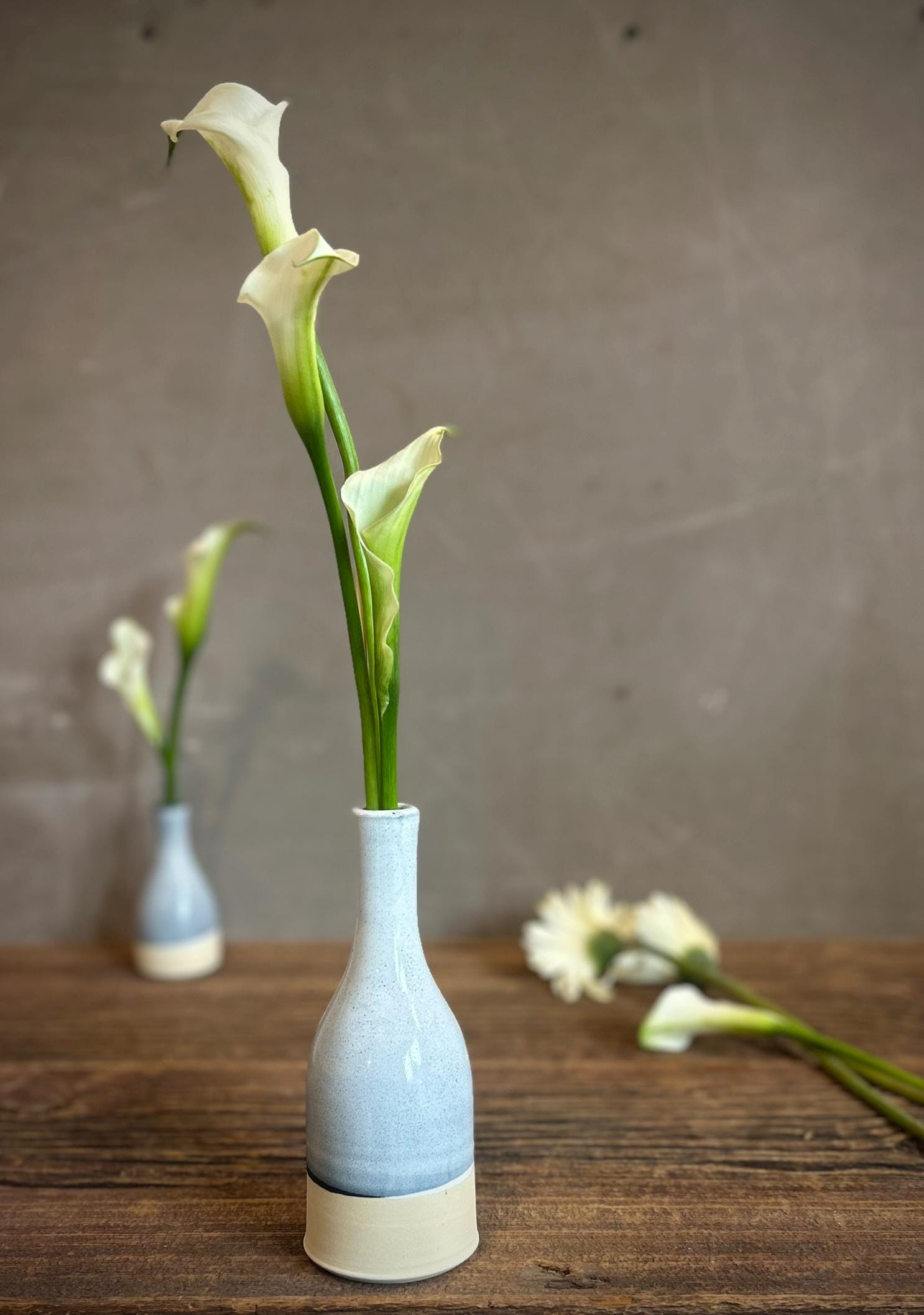 Linen Gray Bud Vase | Handmade Ceramic Vase | Wheel-Thrown Stoneware Flower Vase | 5 inch Mini Pottery Vase | Modern Farmhouse