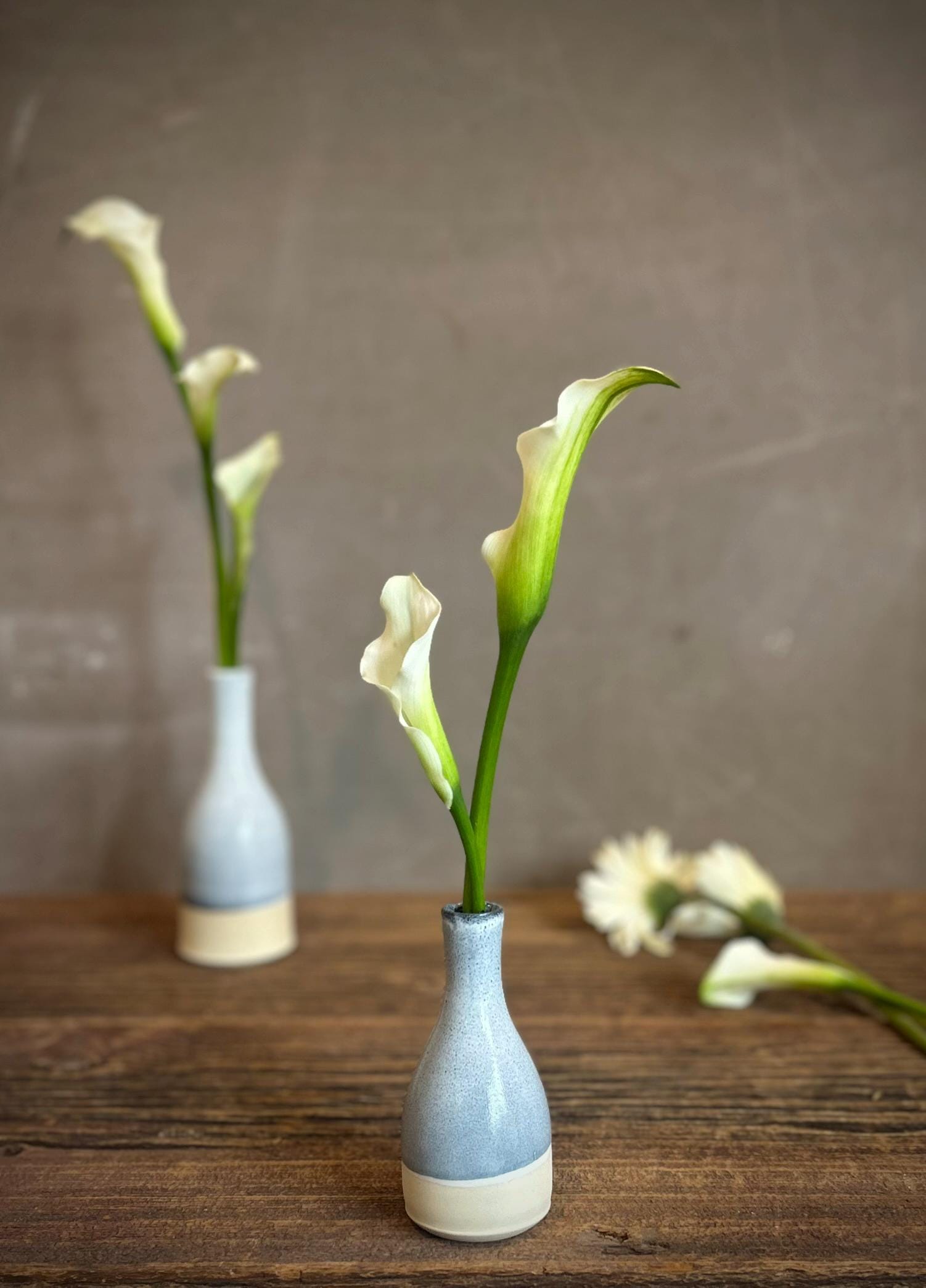 Linen Gray Bud Vase | Handmade Ceramic Vase | Wheel-Thrown Stoneware Flower Vase | 5 inch Mini Pottery Vase | Modern Farmhouse
