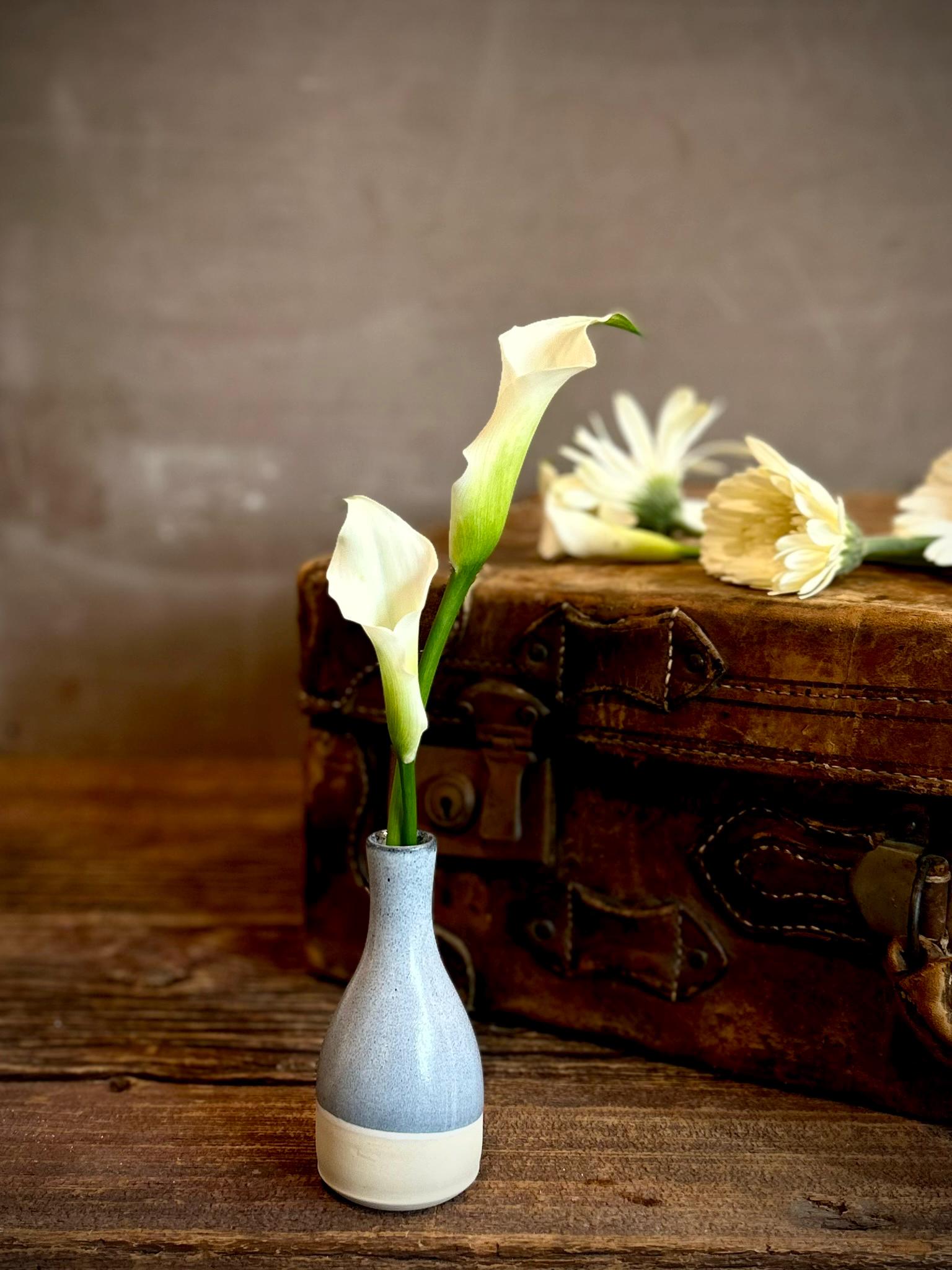 Linen Gray Bud Vase | Handmade Ceramic Vase | Wheel-Thrown Stoneware Flower Vase | 5 inch Mini Pottery Vase | Modern Farmhouse