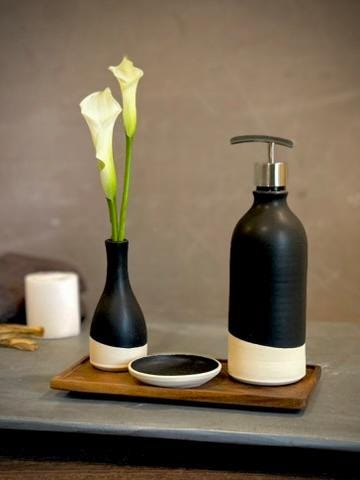 Blackstone Bud Vase | Handmade Ceramic | Wheel-Thrown Stoneware Flower Vase | 5" Mini Pottery Vase| Modern Farmhouse Decor