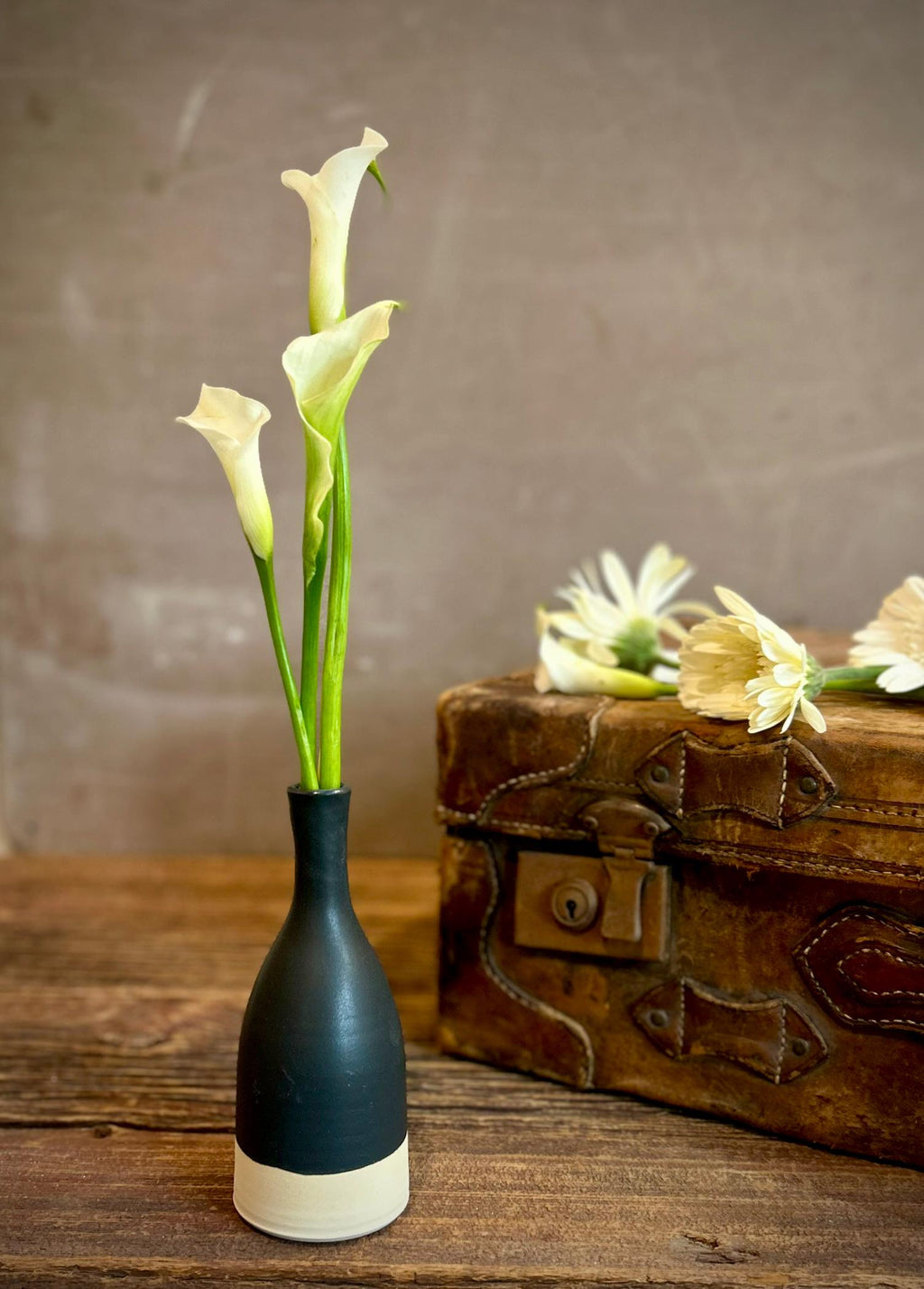 Blackstone Bud Vase | Handmade Ceramic | Wheel-Thrown Stoneware Flower Vase | 8" Small Pottery Vase| Modern Farmhouse Decor
