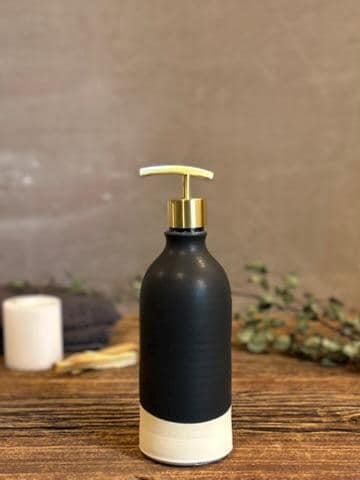 Handmade Ceramic Classic Soap Dispenser | Blackstone Stoneware Soap Pump | Refillable Bathroom & Kitchen Pump | Modern Farmhouse Decor