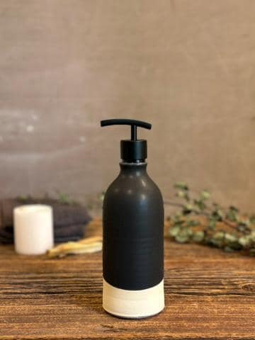 Handmade Ceramic Classic Soap Dispenser | Blackstone Stoneware Soap Pump | Refillable Bathroom & Kitchen Pump | Modern Farmhouse Decor