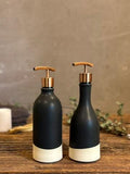Handmade Ceramic Soap Dispenser SET of 2 | Blackstone Customizable Bathroom Set | Kitchen Soap & Lotion Dispenser | Refillable Pottery Pump