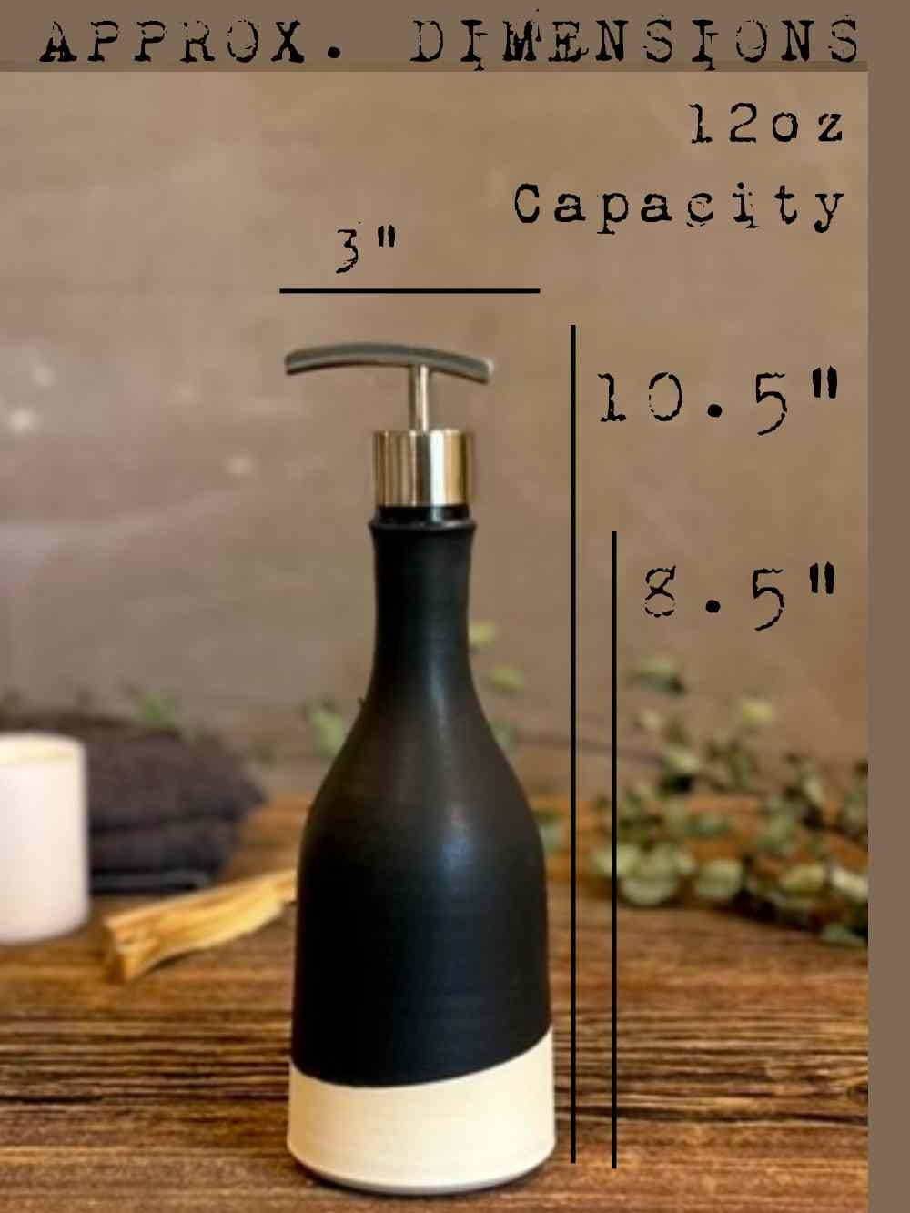 Handmade Ceramic Soap Dispenser SET of 2 | Blackstone Customizable Bathroom Set | Kitchen Soap & Lotion Dispenser | Refillable Pottery Pump
