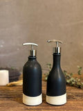 Handmade Ceramic Soap Dispenser SET of 2 | Blackstone Customizable Bathroom Set | Kitchen Soap & Lotion Dispenser | Refillable Pottery Pump
