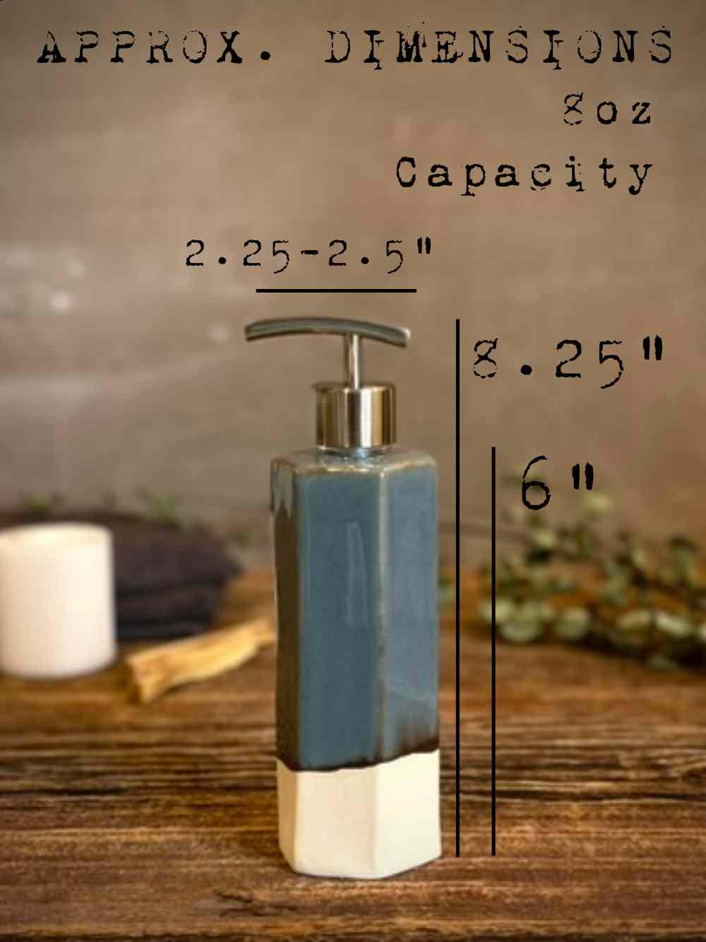 Handmade Ceramic Soap Dispenser | Faceted Stoneware Soap Pump | Riverdrift Blue Refillable Soap Dispenser | Kitchen & Bathroom Decor