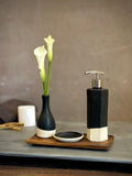 Handmade Ceramic Soap Dispenser | Faceted Stoneware Soap Pump | Matte Blackstone Refillable Soap Dispenser | Kitchen & Bathroom Decor