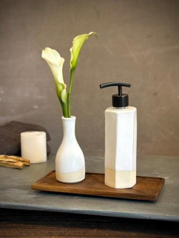 Handmade Ceramic Soap Dispenser | Faceted Stoneware Soap Pump | White Dove Refillable Soap Dispenser | Kitchen & Bathroom Decor