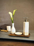 Handmade Ceramic Soap Dispenser | Faceted Stoneware Soap Pump | White Dove Refillable Soap Dispenser | Kitchen & Bathroom Decor