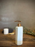 Handmade Ceramic Soap Dispenser | Faceted Stoneware Soap Pump | White Dove Refillable Soap Dispenser | Kitchen & Bathroom Decor