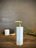 Handmade Ceramic Soap Dispenser | Faceted Stoneware Soap Pump | White Dove Refillable Soap Dispenser | Kitchen & Bathroom Decor