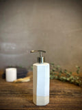 Handmade Ceramic Soap Dispenser | Faceted Stoneware Soap Pump | White Dove Refillable Soap Dispenser | Kitchen & Bathroom Decor