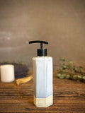Handmade Ceramic Soap Dispenser | Faceted Stoneware Soap Pump | Linen Gray Refillable Soap Dispenser | Kitchen & Bathroom Decor