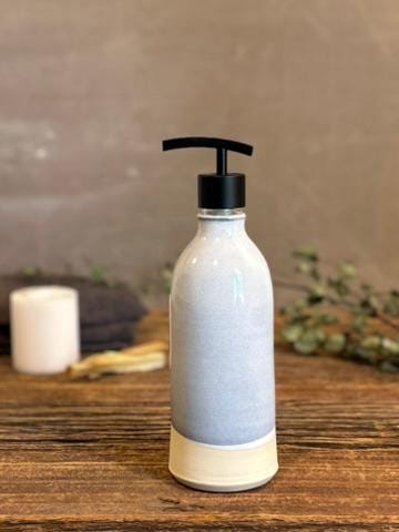 Handmade Ceramic Classic Soap Dispenser | Linen Gray Stoneware Soap Pump | Refillable Bathroom & Kitchen Pump | Modern Farmhouse Decor
