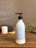 Handmade Ceramic Classic Soap Dispenser | Linen Gray Stoneware Soap Pump | Refillable Bathroom & Kitchen Pump | Modern Farmhouse Decor
