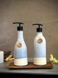 Handmade Ceramic Classic Soap Dispenser | Linen Gray Stoneware Soap Pump | Refillable Bathroom & Kitchen Pump | Modern Farmhouse Decor