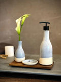 Handmade Ceramic Willow Soap Dispenser | Linen Gray Stoneware Soap Pump | Refillable Bathroom & Kitchen Pump | Modern Farmhouse Decor