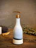 Handmade Ceramic Willow Soap Dispenser | Linen Gray Stoneware Soap Pump | Refillable Bathroom & Kitchen Pump | Modern Farmhouse Decor