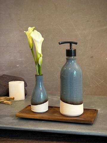 Handmade Ceramic Classic Soap Dispenser | Riverdrift Stoneware Soap Pump | Refillable Bathroom & Kitchen Pump | Modern Farmhouse Decor