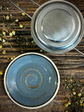 Loose Leaf Tea Infuser & Handmade Ceramic Drip Plate SET | Stainless Steel Steeper | Riverdrift Stoneware Rest | Tea Brewing Accessories