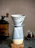 Handmade Ceramic Pour Over Coffee Dripper | Stoneware Coffee Brewer | Reusable Manual Coffee Maker | Linen Gray