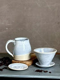 Handmade Ceramic Pour Over Coffee Dripper | Stoneware Coffee Brewer | Reusable Manual Coffee Maker | Linen Gray