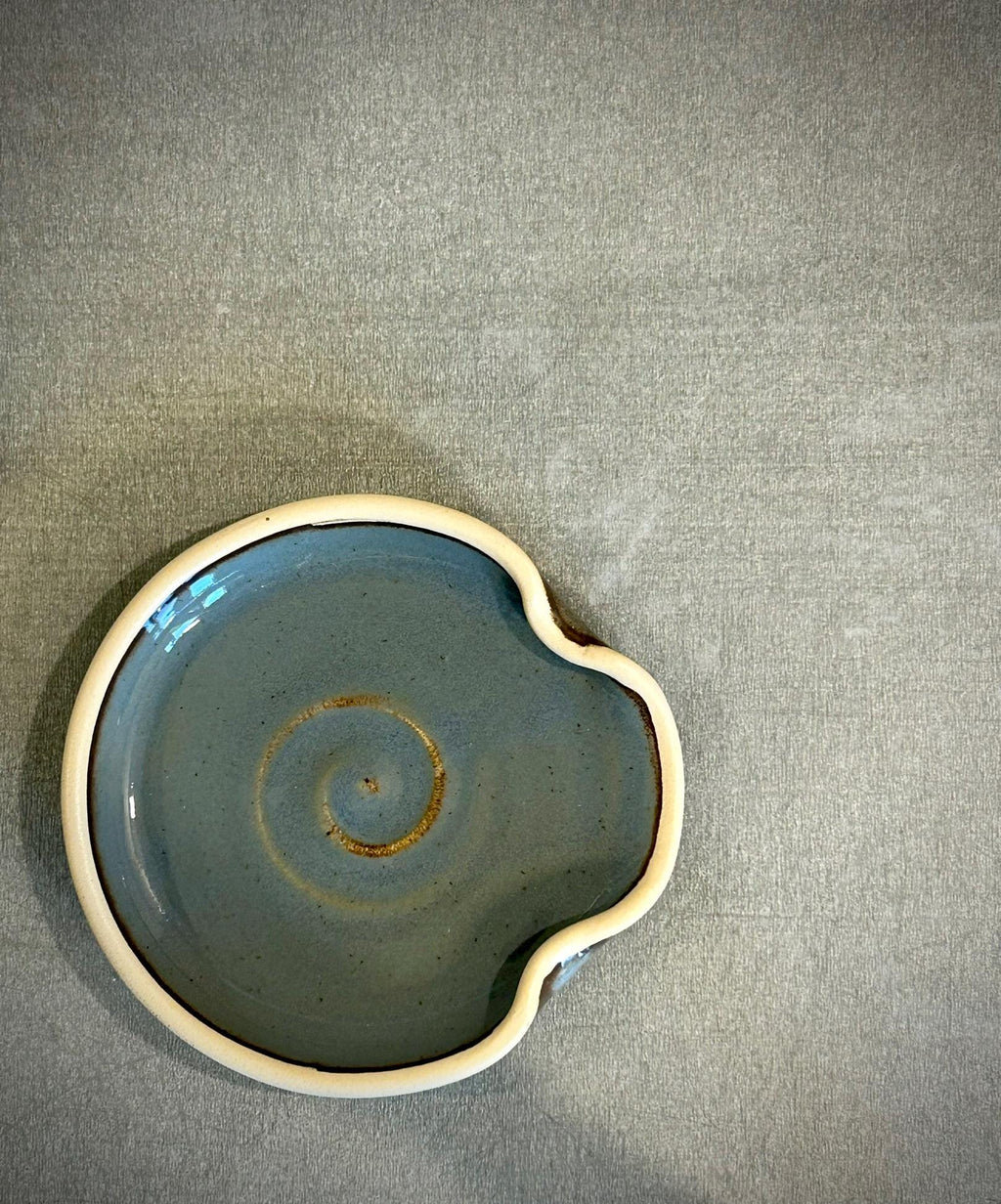 Handmade Ceramic Spoon Rest | Riverdrift Stoneware Spoon Holder | Pottery Utensil Rest