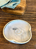 Handmade Ceramic Spoon Rest | Linen Gray Stoneware Spoon Holder | Pottery Utensil Rest