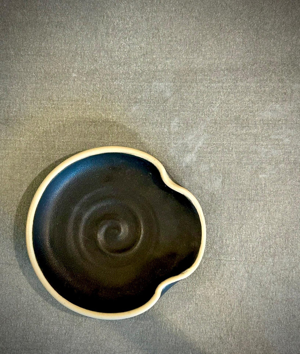 Handmade Ceramic Spoon Rest | Blackstone Stoneware Spoon Holder | Pottery Utensil Rest