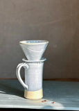 Handmade Stoneware Pour Over & Coffee Mug SET | Linen Gray Tall Ceramic Mug Coffee Dripper SET | Wheel Thrown Pottery