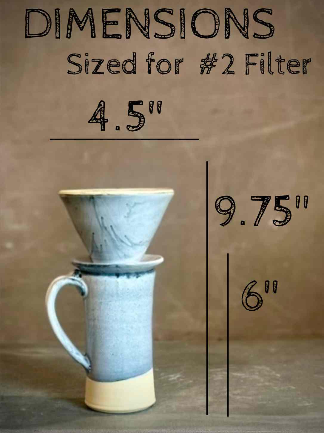 Handmade Stoneware Pour Over & Coffee Mug SET | Linen Gray Tall Ceramic Mug Coffee Dripper SET | Wheel Thrown Pottery