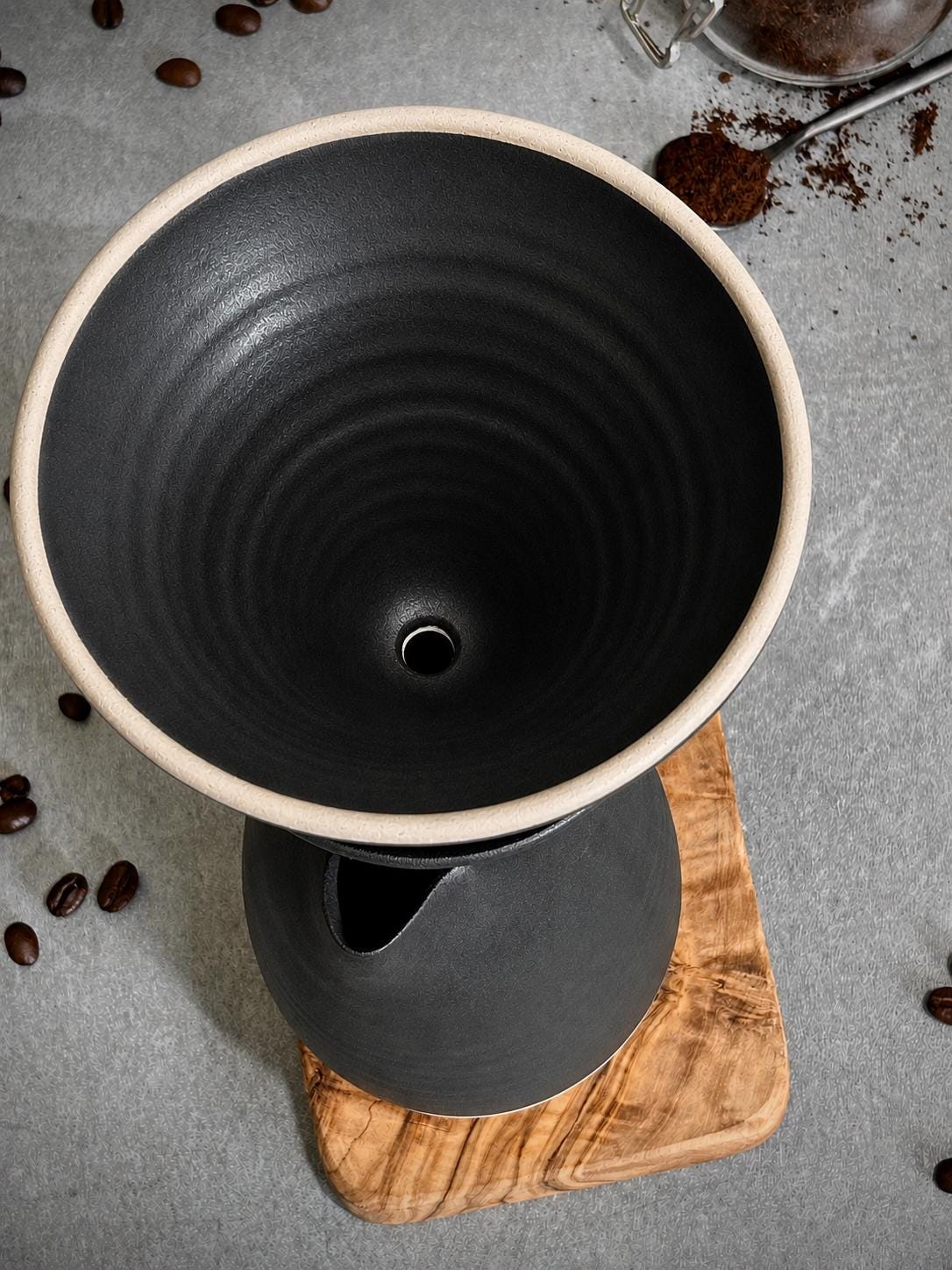 Handmade Stoneware Pour Over & Coffee Mug SET | Blackstone Tall Ceramic Mug Coffee Dripper SET | Wheel Thrown Pottery