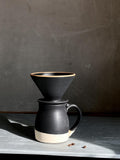 Handmade Stoneware Pour Over & Coffee Mug SET | Blackstone Bell Ceramic Mug Coffee Dripper SET | Wheel Thrown Pottery