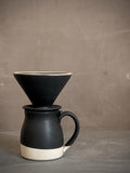 Handmade Stoneware Pour Over & Coffee Mug SET | Blackstone Bell Ceramic Mug Coffee Dripper SET | Wheel Thrown Pottery