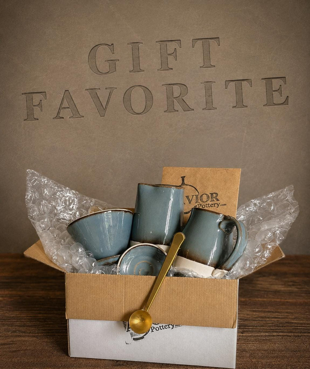 Handmade Stoneware Pour Over & Coffee Mug SET | Riverdrift Bell Ceramic Mug Coffee Dripper SET | Wheel Thrown Pottery