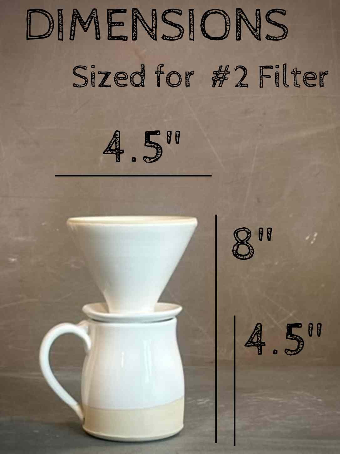 Handmade Stoneware Pour Over & Coffee Mug SET | White Dove Bell Ceramic Mug Coffee Dripper SET | Wheel Thrown Pottery
