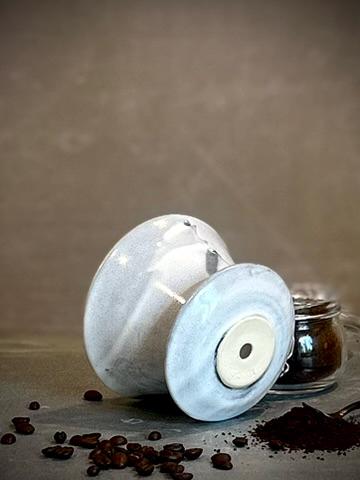 Handmade Stoneware Pour Over & Coffee Mug SET | Linen Gray Bell Ceramic Mug Coffee Dripper SET | Wheel Thrown Pottery