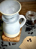 Handmade Stoneware Pour Over & Coffee Mug SET | Linen Gray Bell Ceramic Mug Coffee Dripper SET | Wheel Thrown Pottery