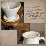 Handmade Ceramic Pour Over Coffee Dripper | Stoneware Coffee Brewer | Reusable Manual Coffee Maker | White Dove